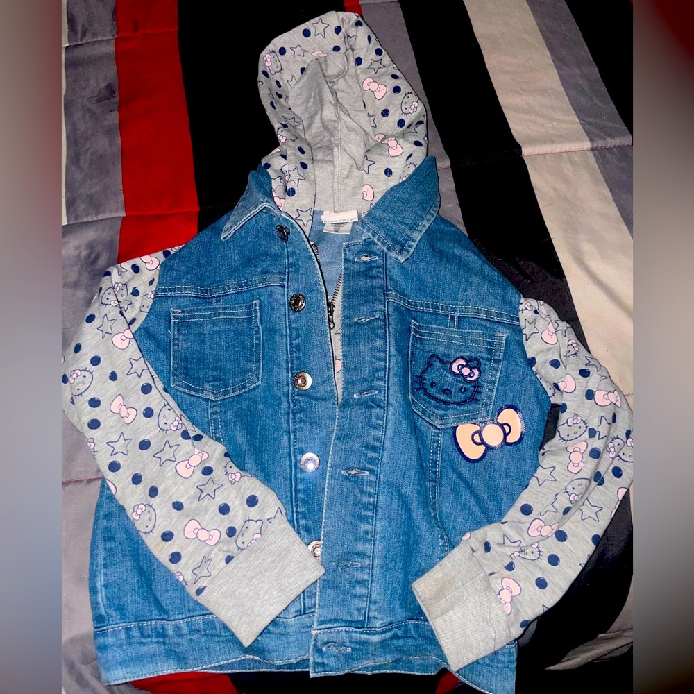 Hello Kitty Little Girls Denim Hooded Jacket - Size 5